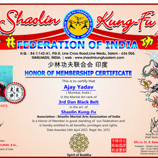 Honoray Award From Tamil Naidu